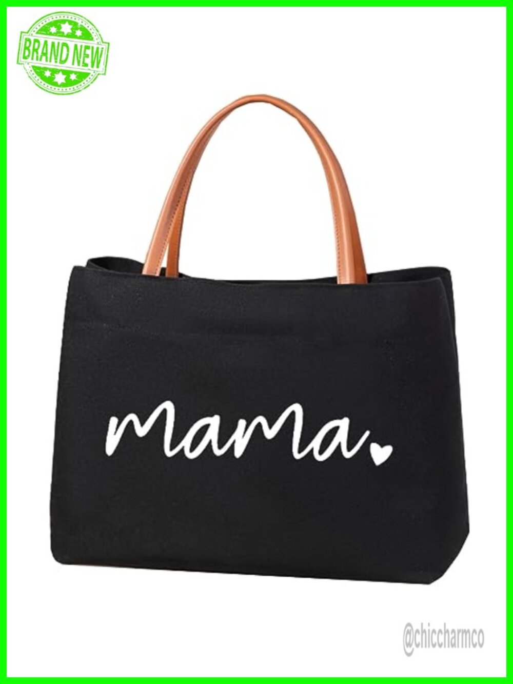 Canvas Tote Bag Snap Closure Mom Life Gift Hospital Beach Travel